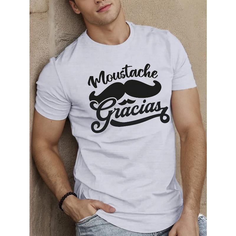 Men s T-Shirt - Spanish Text Print Short Sleeve Round Neck Casual Summer Top with Spanish Language, Machine Washable Suitable for Spanish Learners S белый