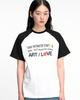 THEMUSEUMVISITOR Raglan Color Block Graphic T-Shirt (Black)