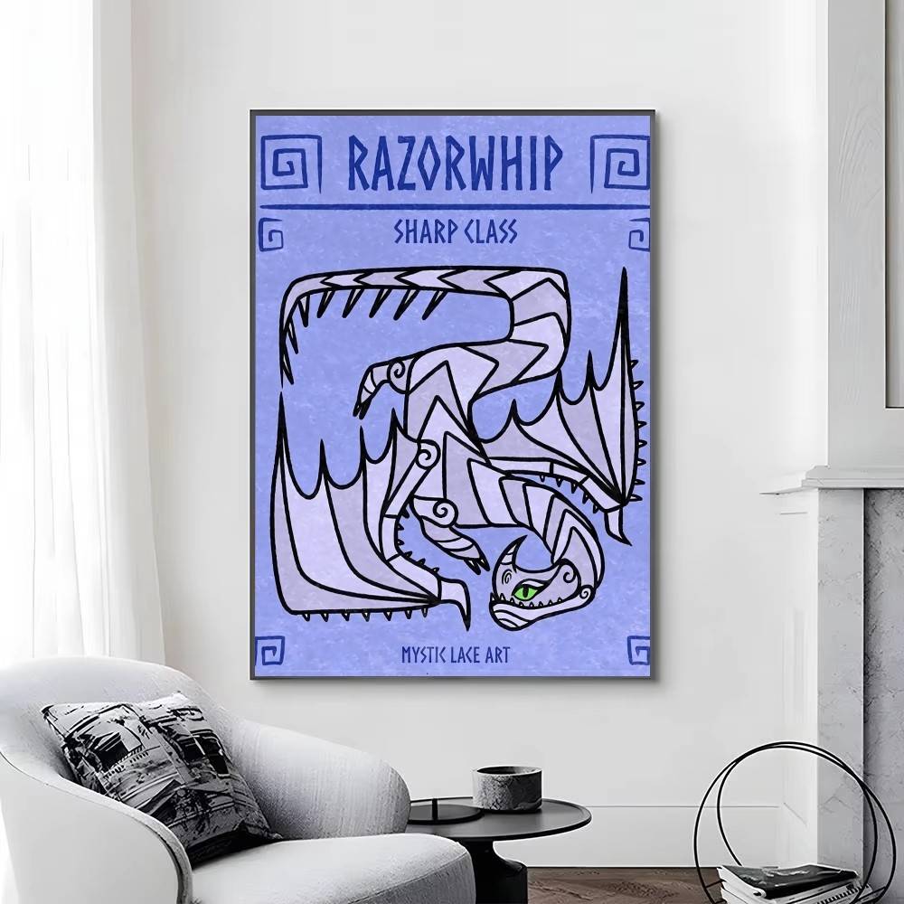 1PC Retro Hookfang Seashocker Toothless Dragon Cards Wall Art For Kitchen Decor, Poster Prints Home Decoration