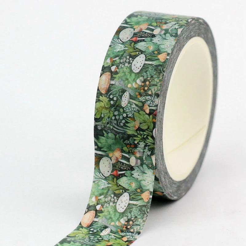 Eco Paper 1pc 10M Decor Mushrooms Flowers Cups Nautical Washi Tape Set for Scrapbooking Journaling Masking Tape Cute Stationery