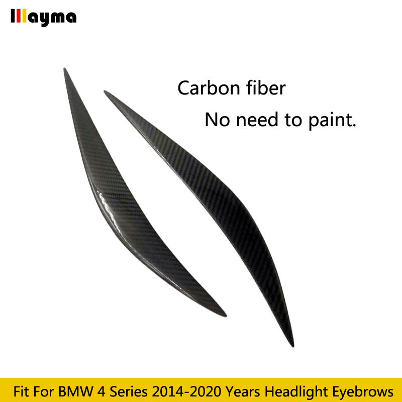 Carbon Fiber Car Headlight Eyebrows Fiber Glass Primer Lamp Cover Eyelids For BMW 4 Series 2014 -  F82 M4 F80 M3 F36 F33 F32