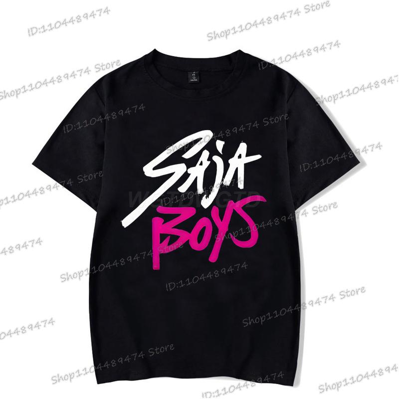 Schwarze T-Shirts KPop Dämonenjäger Streetwear Damen Herren Kurzarm Trendy Tiger und Saja Boys Koreanische Ulzzang T-Shirts Tops