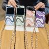 Wave Pattern Crossbody Lanyard Case For Samsung Galaxy Z Flip 7 6 5 4 5G Soft Folding Phone Cover For Galaxy Z Flip7 Flip5 Flip3