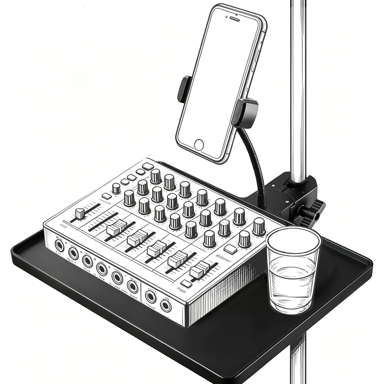Xiaoxiaohu Microphone Stand Tray Arm Sheet Music Stand Phone Holder Compact Small Item Organizer