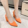 Spring Fashion New High Heels for Women Thick Heel Pointed Tip Solid Color Shoes Women Classic Party 2025 Zapatillas De Mujer
