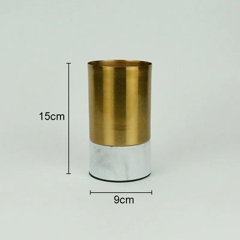 

Imitation Marble Gold-plated Metal Vase Artificial Flowers Decorative Flower Arrangement Desk Decoration Crafts Floral Vases