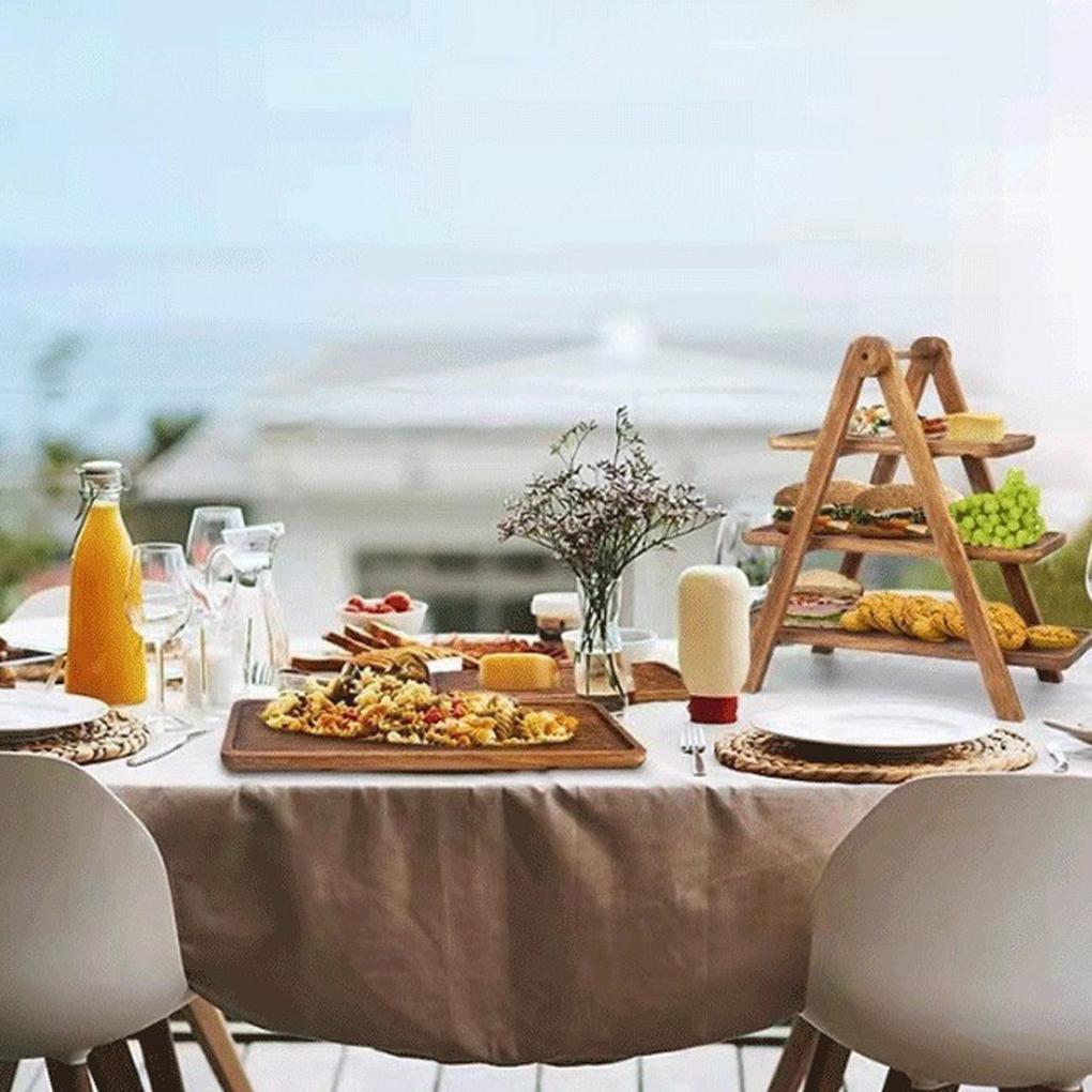 3-Layer Wooden Cupcake Rack Dessert Tray Party Display Rack Triangular Structure Stable Candy Party and (43x43cm)