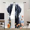 Dog Floral Print Curtains Polyester Fabric Suitable Bedroom Living Room Decoration Curtain Machine Washable Perfect For Sitting