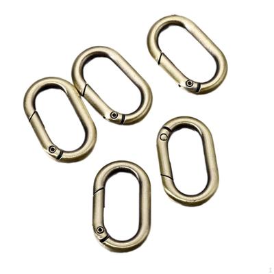 5 Oval Spring Rings, Metal Clips, 1" Pinch Clasp, Snap Hooks for Craft Bag, Handbag