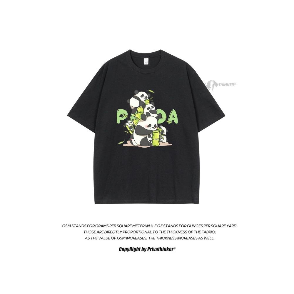 

Китайские панды мужские футболки с коротким рукавом модная мужская одежда больших размеров из чистого хлопка Harajuku Y2k футболки повседневные хип-хоп унисекс топы XXXL чёрный