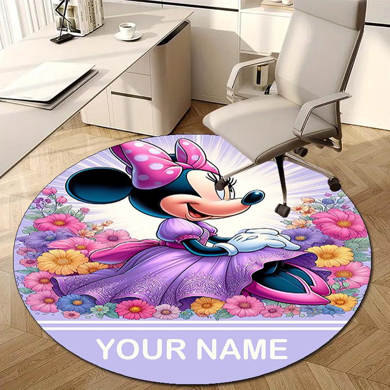 Personalized M-Minnie Round Chair Office Rug - Perfect for Mat, Office Chair & More - Ideal Gift for Birthdays and Holidays