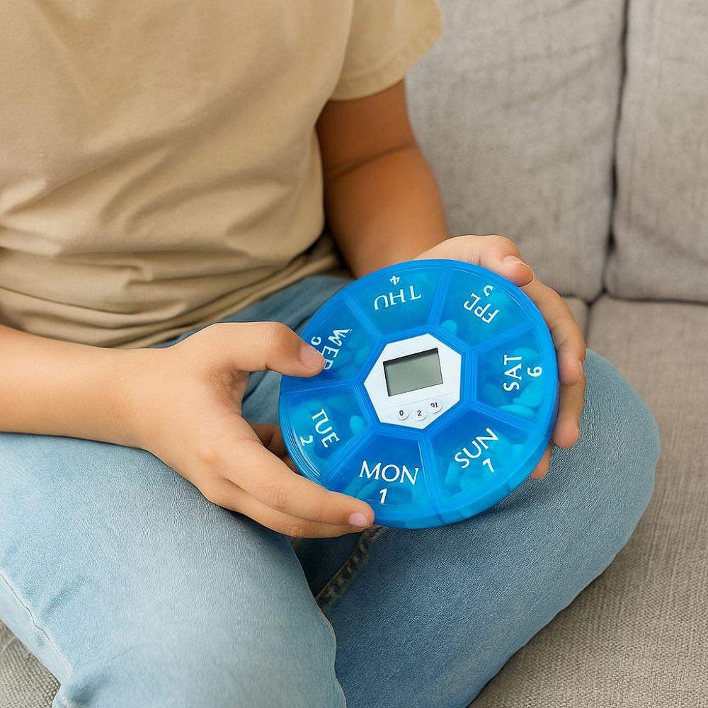 7 Compartments 7-Day Pill Organizer Large Capacity Timed Reminder Medication Box  Home