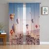 Cartoon Air Balloon Print Sheer Curtains For Living Room Bedroom Kitchen Home Hotel Decor Chiffon Tulle Window Panel Curtain