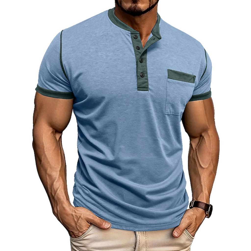 Men's Multi-color  Shirt Short-sleeved Casual Pocket T-shirt