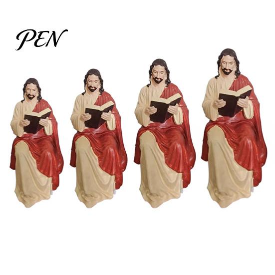 Religieuze Hars Ornamenten Jezus en Maagd Maria Lezen Boekenplank Beeldjes, Zittende Beelden, Christelijke Beelden voor Huisplank Decoratie, Katholieke Beelden