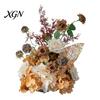 Lifelike Faux Floral Centerpieces Artificial Table Flower Arrangement, Mixed Lily Rose Silk Fake Bouquet, Elegant Vintage Style Decor for Dining