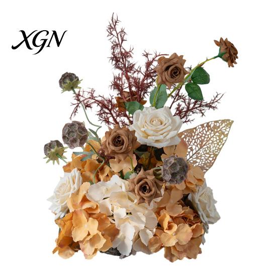 Lifelike Faux Floral Centerpieces Artificial Table Flower Arrangement, Mixed Lily Rose Silk Fake Bouquet, Elegant Vintage Style Decor for Dining