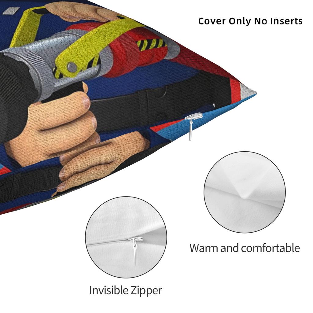 Fireman Sam Square Pillowcases Polyester Living Room Firefighters Cushion Cover Creative Decorative Throw Pillow Case 40*40