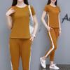 Women's Loose Fit Two-Piece Tracksuit Short Sleeve T-Shirt Elastic Waist Ankle Pants Casual Matching Outfit Set