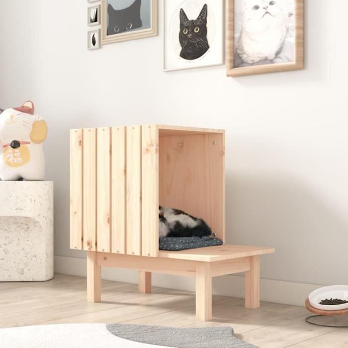 822452 vidaXL Maison pour chat 60x36x60 cm Bois de pin massif