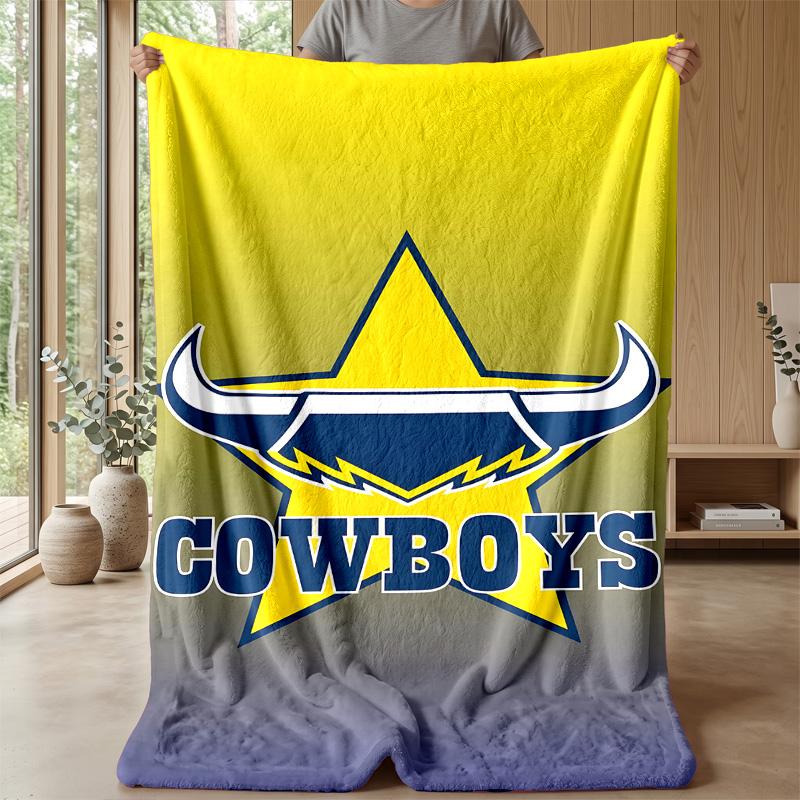 North Queensland CowboysPrinted Flannel Blanket Cozy Skin-Friendly Warm Throw for Couch Bed Indoor Daily Use