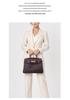 Sac à Bandoulière en Cuir de Vachette Motif Crocodile, Grand Sac à Main Rétro Style Kelly pour Femmes