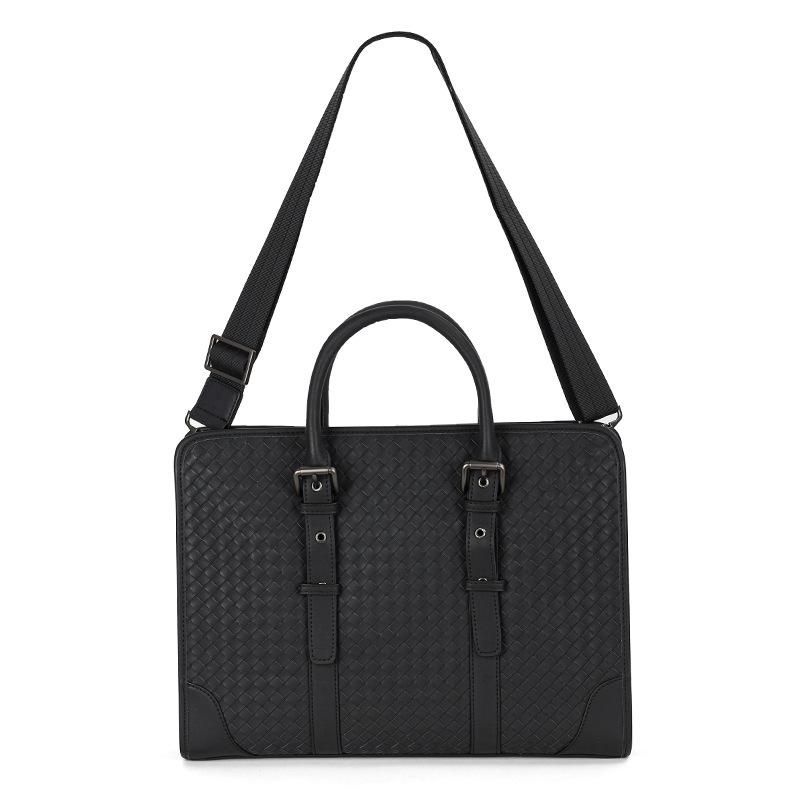 

Кожаный деловой портфель через плечо - Мужская дорожная одноплечевая сумка 28x7x37 cm чёрный