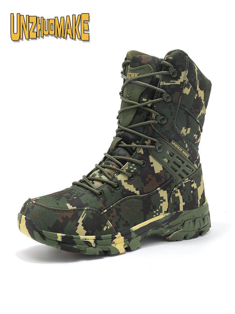 Nieuwe jungle jachtlaarzen gevechtslaarzen militaire laarzen heren hoge top camouflage woestijnlaarzen buitenleerling