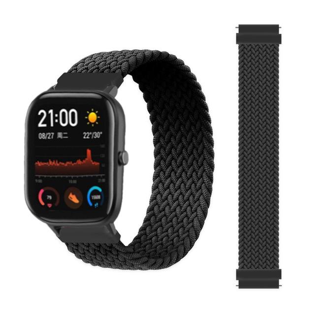 20mm 22mm Uhrenarmbänder für Amazfit GTS/4/3/2/2e/GTS2 Mini/GTR 4/3 pro/GTR2/2e/2 Geflochtenes Solo-Loop-Armband Amazfit bip 6 5 Band