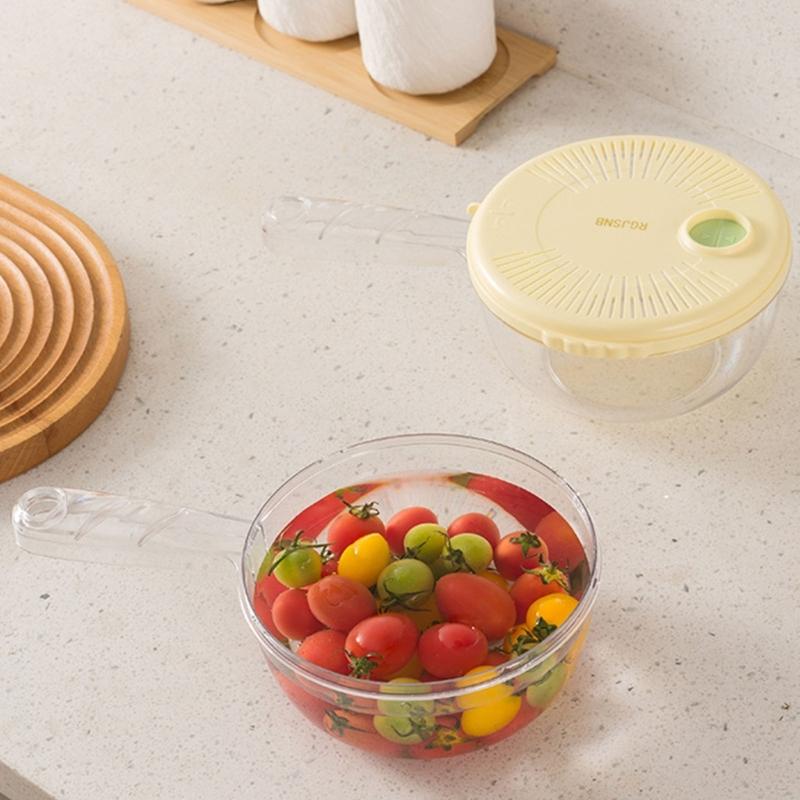 Multifunctional 2 In 1 Plastic Fruit Washing Bowl with Strainer and Integrated Drain Tray for Efficient Kitchen Use