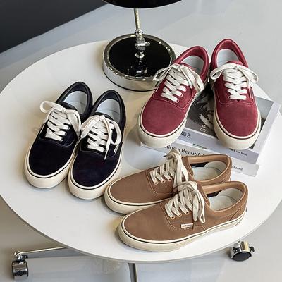 AFANTING Japanse vierseizoenen leren skateboard schoenen heren dunne zolen retro trend bordeauxrode board schoenen herenschoenen 1572