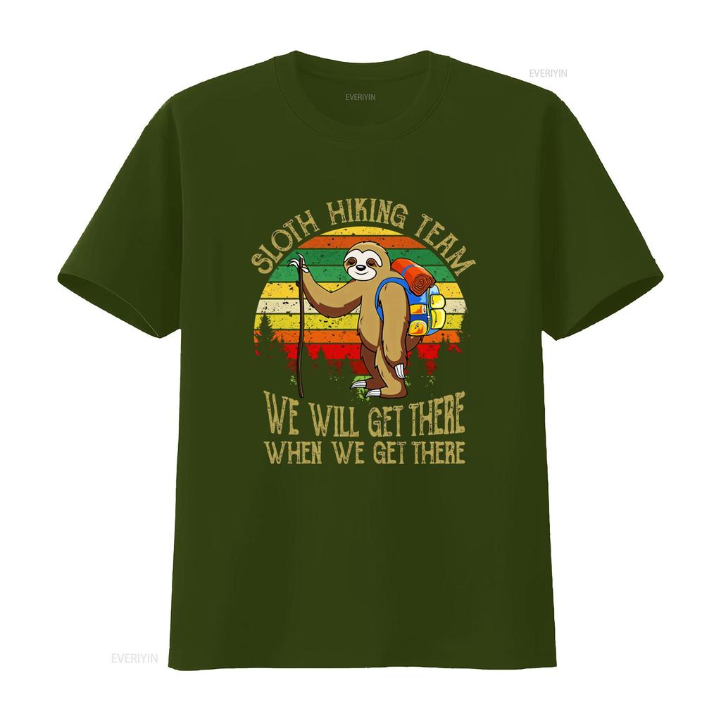 Sloth Hiking Team T Shirt For Lover Traveling  vintage Washed Top For Everyday Wear streetwear Slightly Breathable fashion