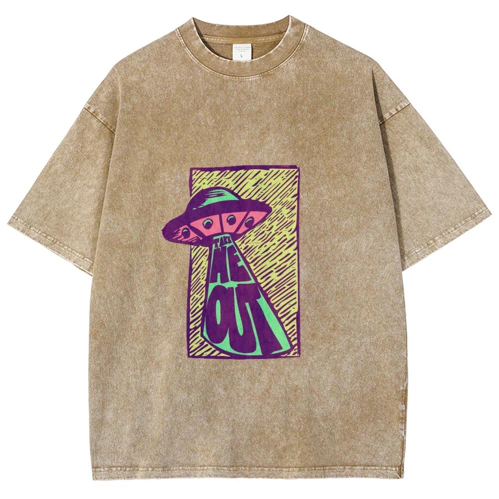 Cool Alien Spaceship UFO T Shirt Unisex Tees Top Short Sleeve T-shirt Cotton Streetwear Harajuku Graphic Cotton T Shirt