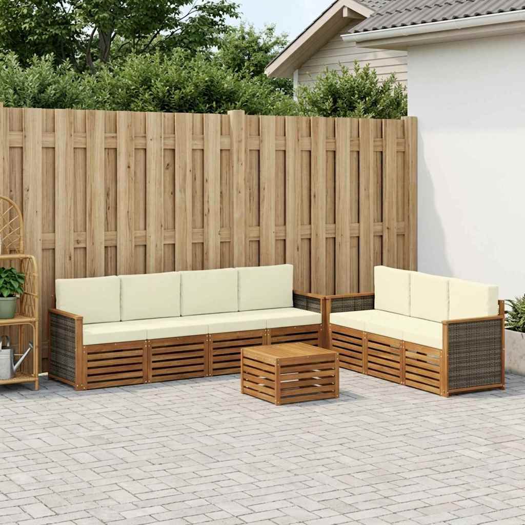 8 Piece Outdoor Sofa Set with Cushions Solid Acacia Wood