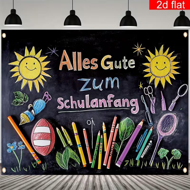 

Alles Gute Zum Schulanfang Party Backdrop, German School Welcome Photo Background 47.2x31.5inch/120*80cm