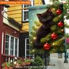 Cute Kitten on Tree Single Sided Polyester , Holiday Garden Flag - Single-Sided, Polyester, Outdoor Yard Decor