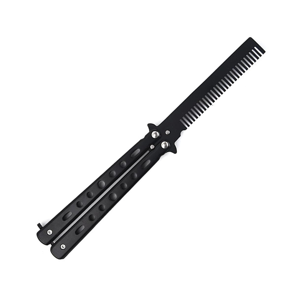 

Butterfly Высокоуглеродистая Практика для Парикмахеров и Косметологов Гребень в форме ножа, Сталь, Без лезвия, Нож, Портативный, Складной, Компактный, Карманный, чёрный
