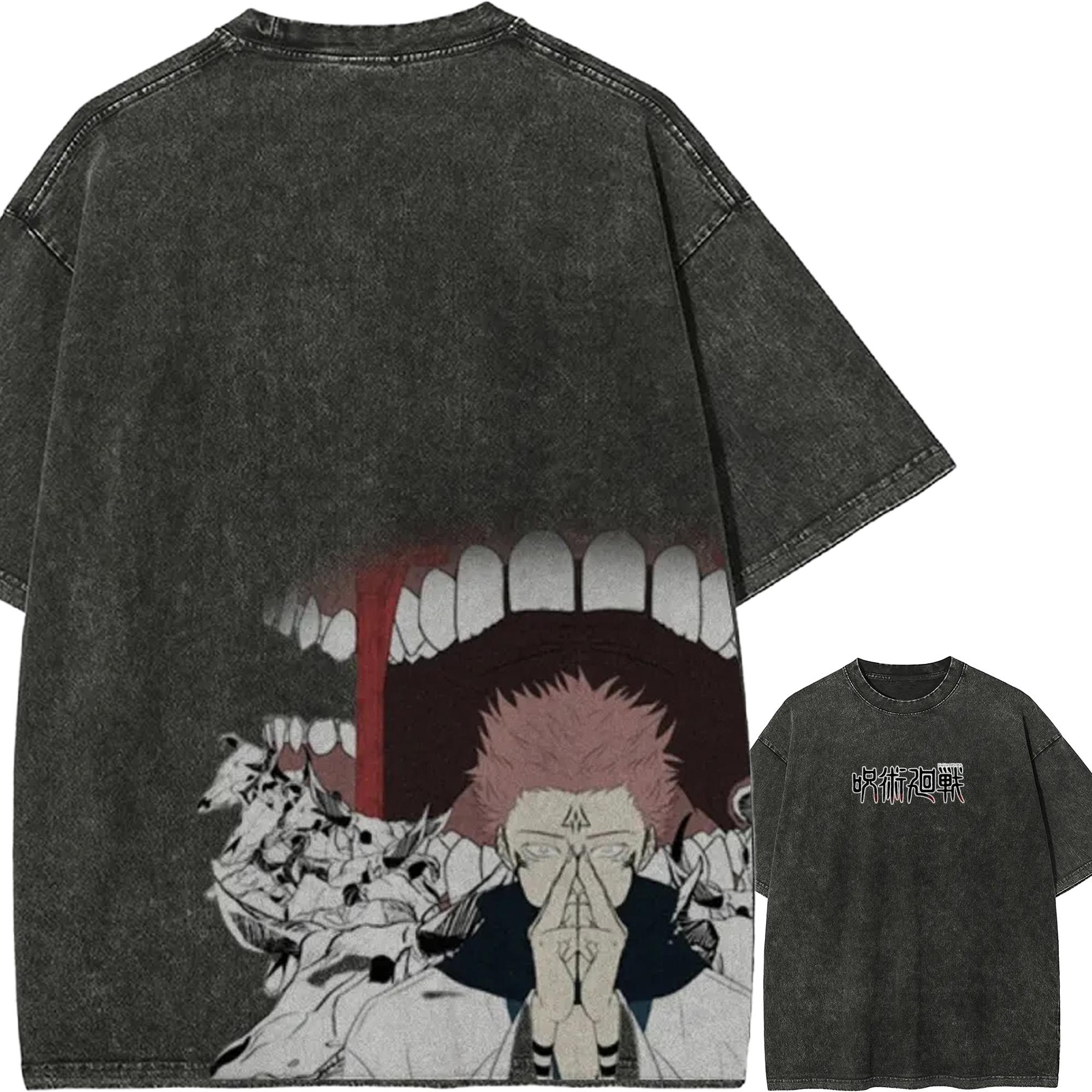 Sukuna Domain Expansion Tshirt Jujutsu Kaisen Tee Vintage Washed Oversized Retro Anime Harajuku Streetwear Graphic Manga Clothe M