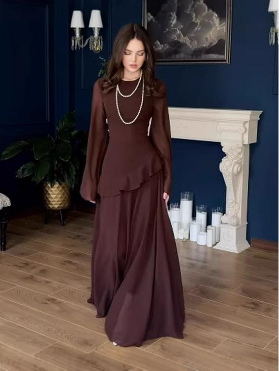 2025 Autumn European & American Fashion Women's Long Sleeve Shirt and High Waist Pants Two-Piece Set