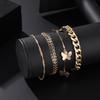 Combination Jewelry, Fashionable Golden Butterfly Adjustable Thickness Combination 4 Bracelets