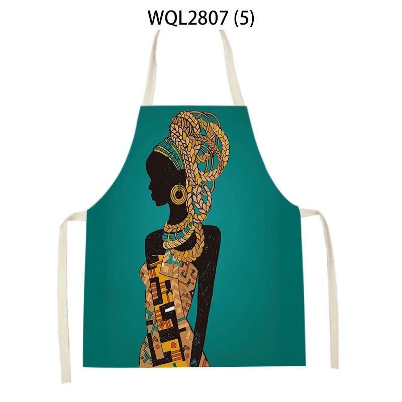 Cartoon African Woman Pattern Kitchen Sleeveless Aprons Home Cleaning Cooking Apron Baking Accessories Household Pinafores
