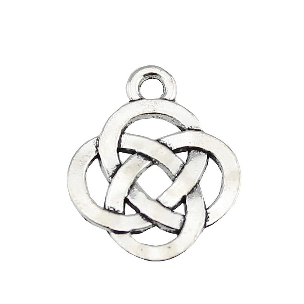 

20шт китайский узел амулеты античное серебро цвет цинковый сплав 18X16mm