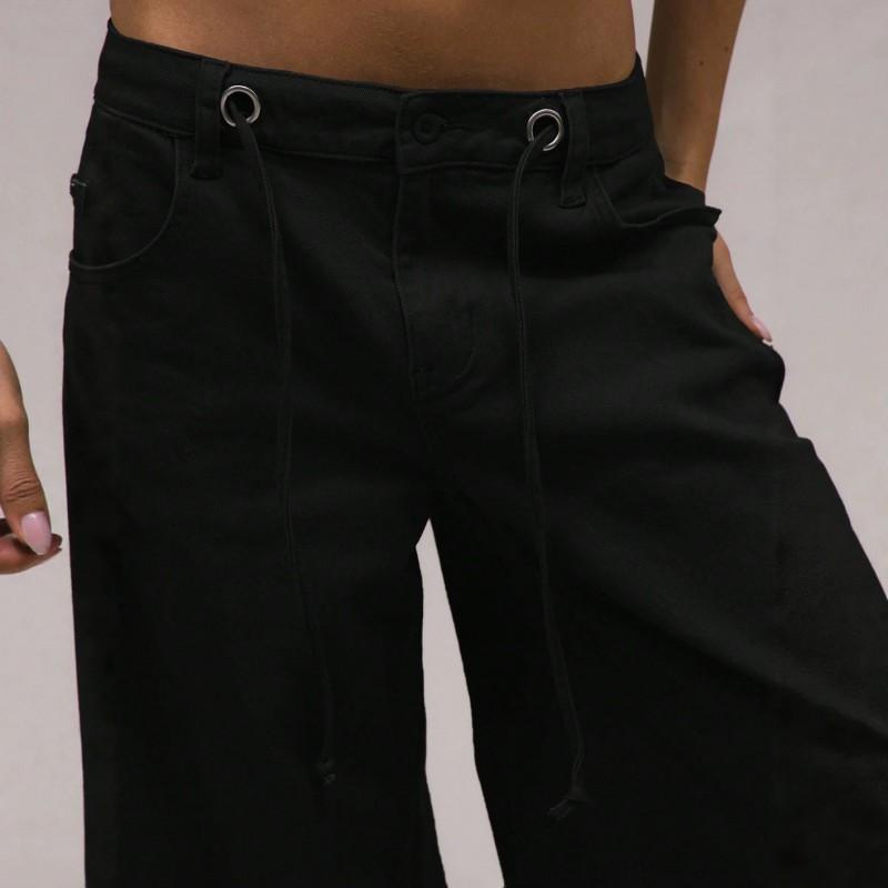 Womens Quick Dry Cargo Pants Loose Straight Low Waist Drawstring Casual Trousers Street Style