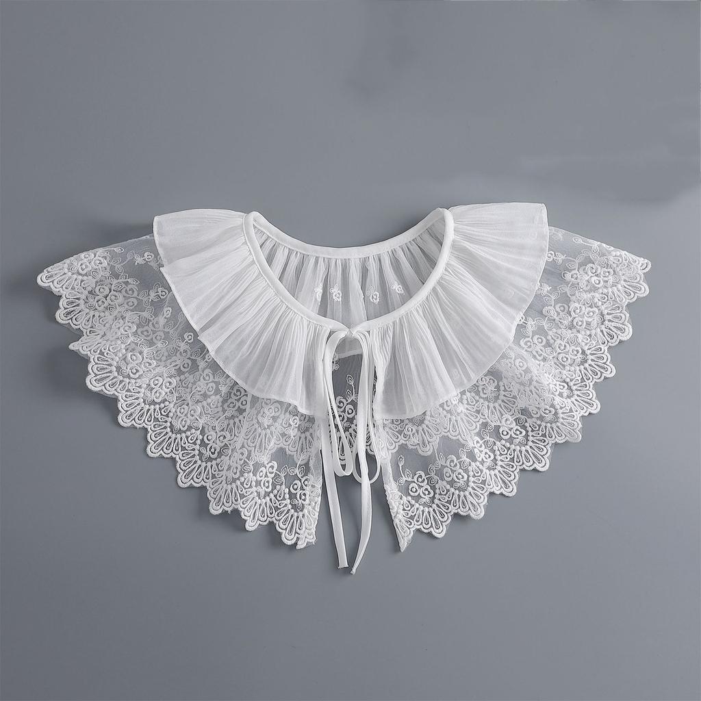 Women Lace Shirt Detachable Collar Wraps Blouse Tops Lapel Fake Collar Shawls Ladies Dress Small Cape Fuax Cols Decor
