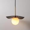 Simple and modern light luxury brass marble ball pendant light, Chinese creative copper art lotus leaf pendant light