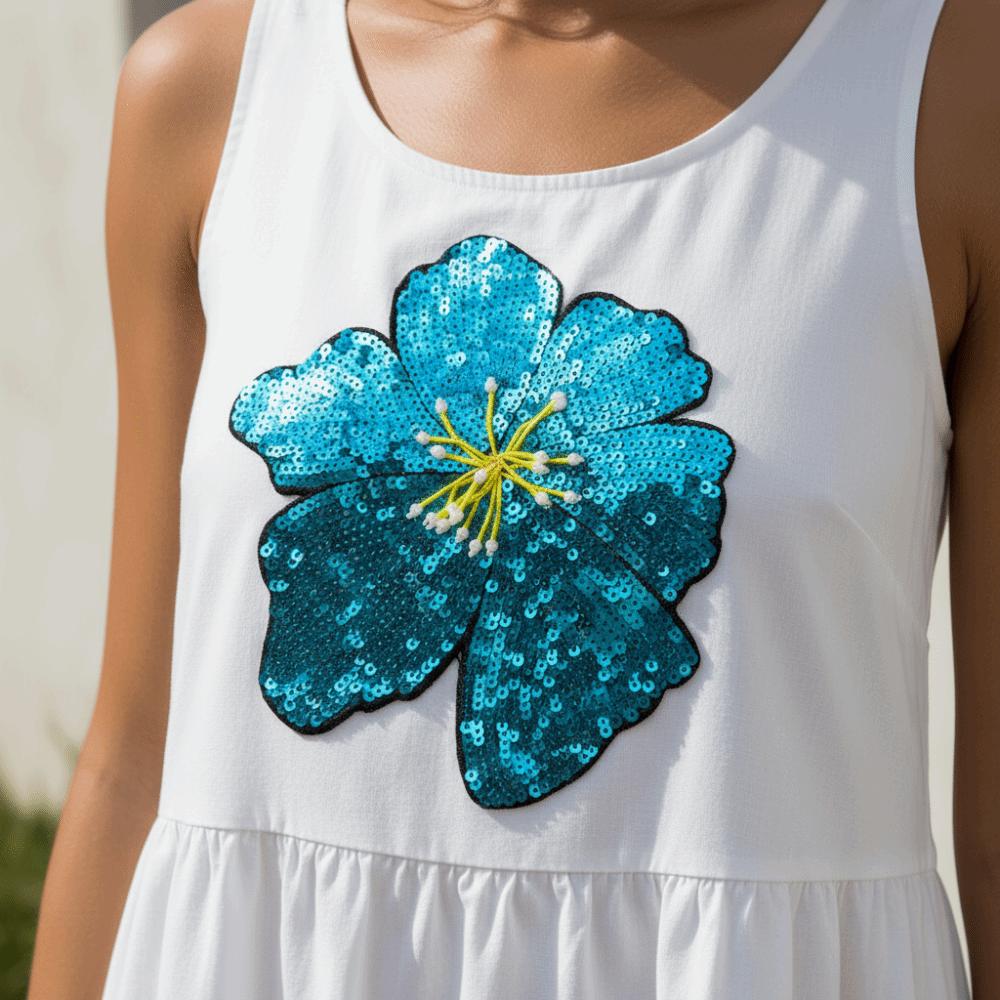Grande Fiore Ricamo Lurex Applicazione Brillante Patch da Cucire su Vestiti Vestiti