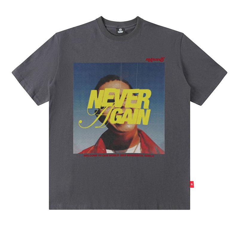 American Retro Trendy T-Shirt Men'S Oversize Hip-Hop Portrait Printing Casual Cotton Short-Sleeved T-Shirt Men'S