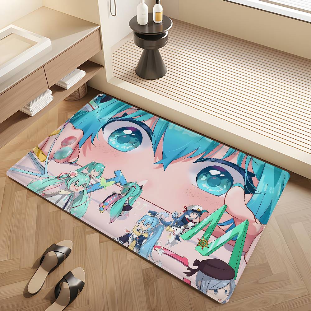 Cute H-Hatsune M-Miku Door Mat Kids Room Bedroom Decoration Balcony Anti-Slip Doormat Living Room Doormat Area Rug