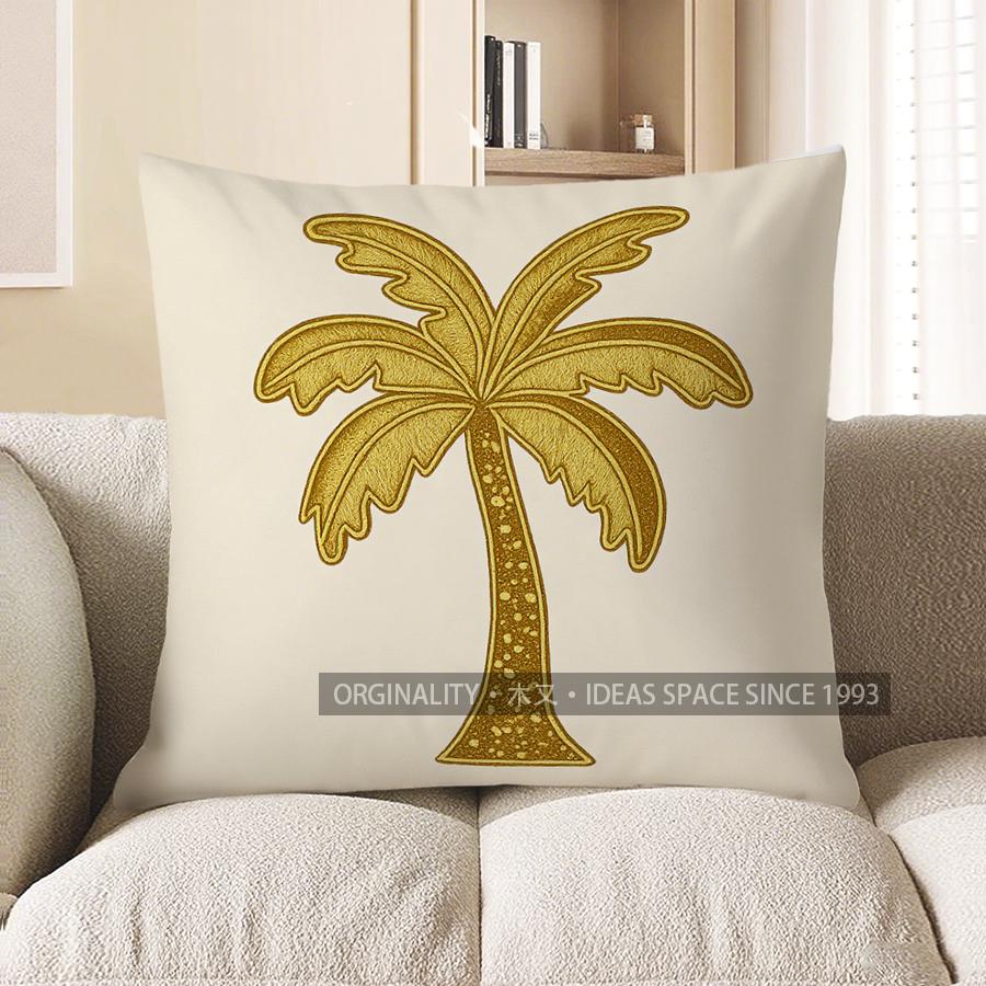 Home Decor Golden Palm Tree Pattern Decorative Throw Pillow Pattern Cushion Cover Suitable For Sofa Bedroom Car Pillow Cover