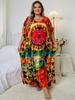 EDOLYNSA 2024 Bohemian Bunte V-ausschnitt Lose Kaftan Kleid Für Frauen Sommer Casual Plus Größe Batwing Ärmel Urlaub Langes Kleid Q1464
